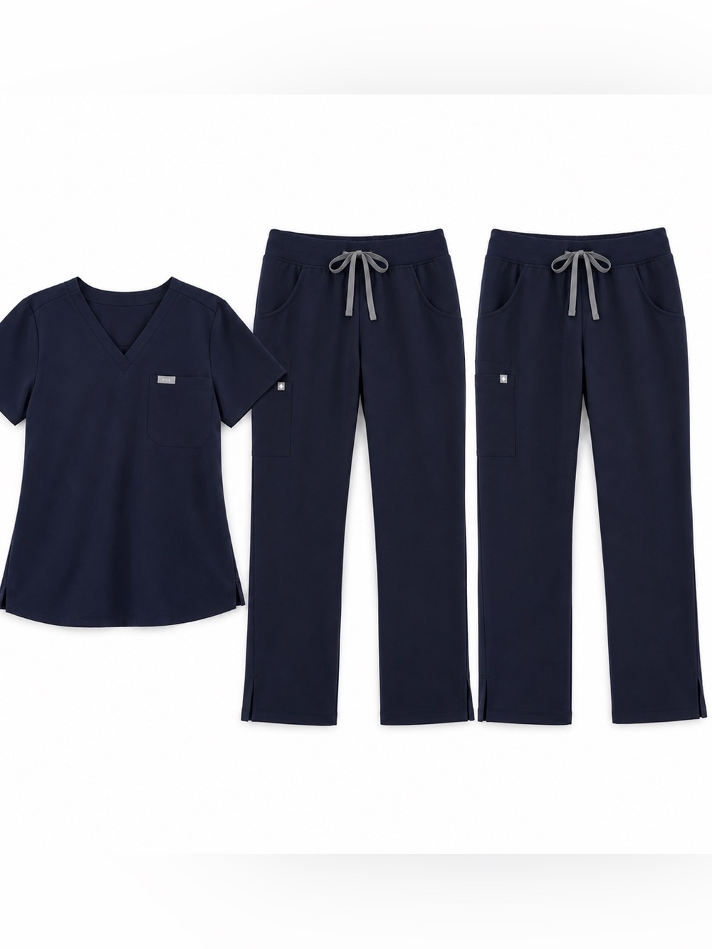 Figs Women’s Navy Straight-Leg 1 Scrub Top and 2 Pants 3 PC Set S
